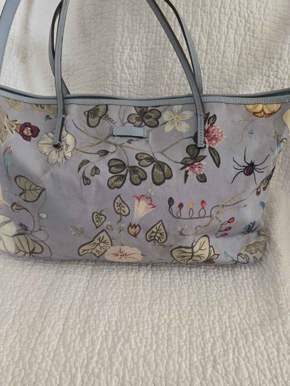 Gucci Flora Knight Canvas Light Blue Women's Two way - Picture 3 of 15